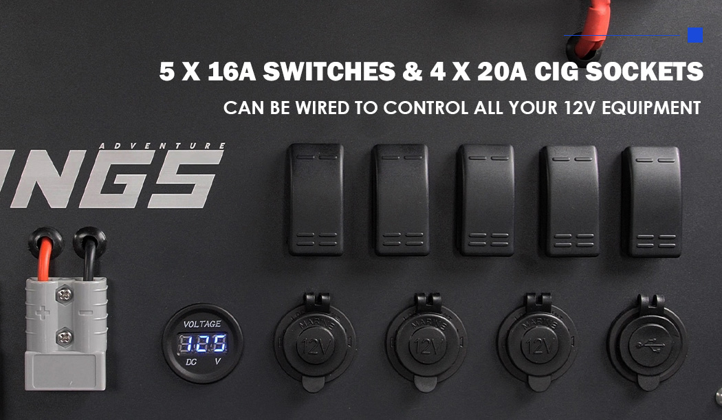 Adventure Kings 12V Control Box 4WD Caravan 5x 16A prewired switches 2